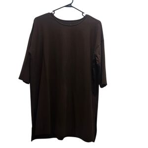 J Jill Luxe Supima Ballet Sleeve Tunic Brown Minimalist Stretch Womens Petite M